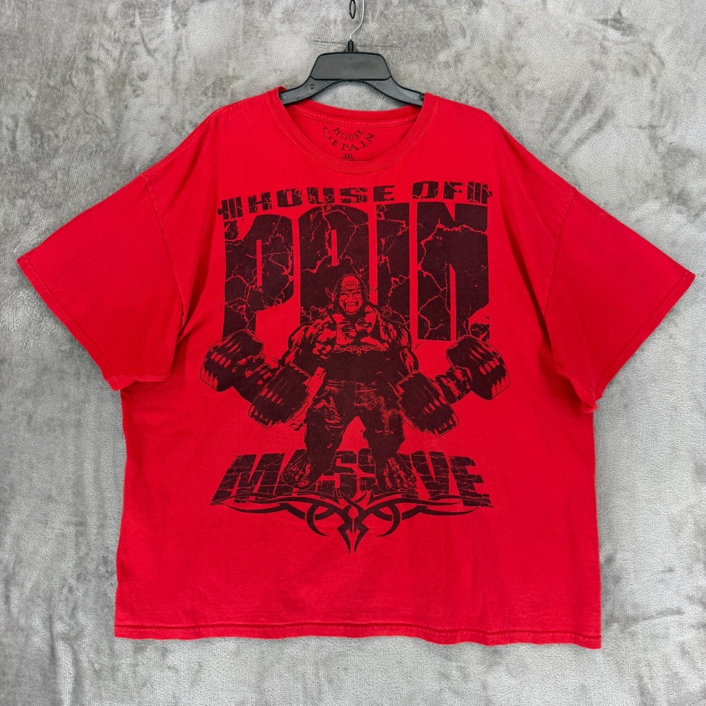 House of Pain T Shirt Mens 3XL Red Cotton Massive Bodybuilding Graphic Gym Tee